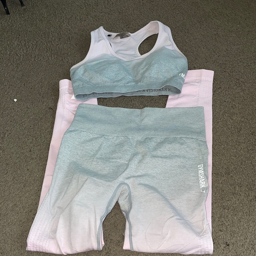 Gymshark Light Pink and Gray Leggings Set